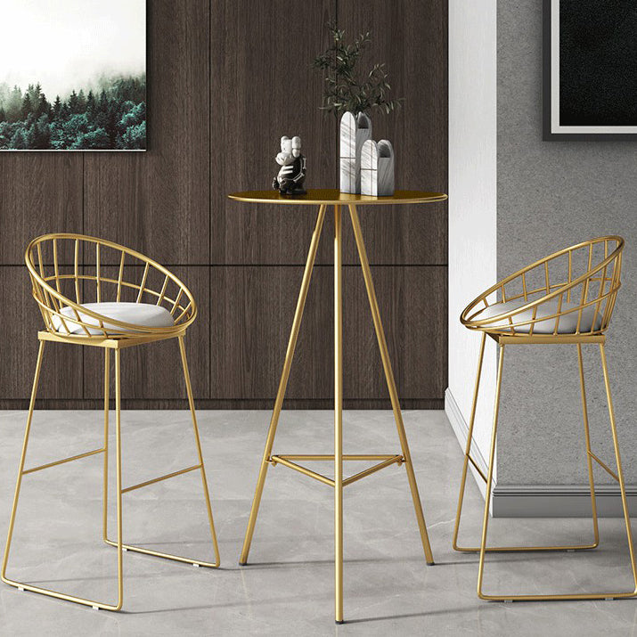 Industrial Round Indoor Bar Dining Table Iron Tripod Pedestal Bistro Table with Footrest