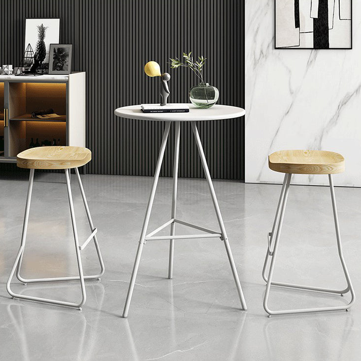 Industrial Round Indoor Bar Dining Table Iron Tripod Pedestal Bistro Table with Footrest