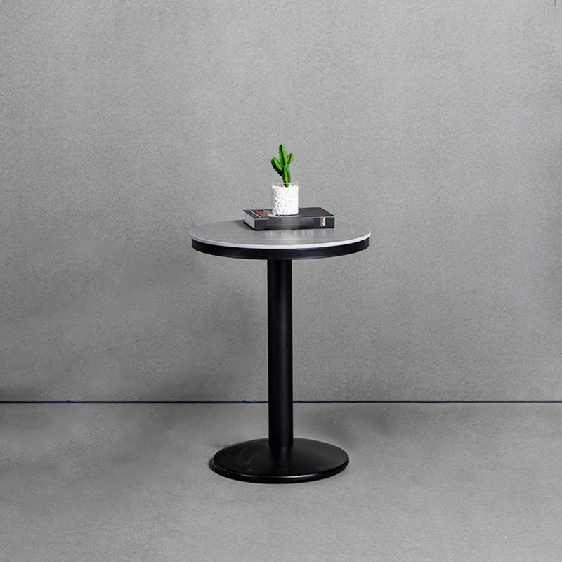 Industrial Gray Bar Table Faux Marble White 21.6" Round Top Bistro Table for Cafe