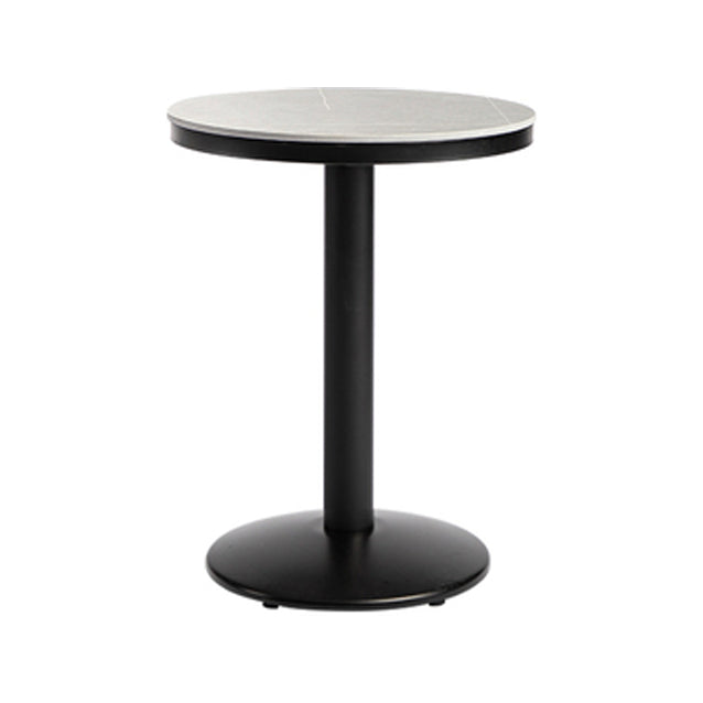 Industrial Gray Bar Table Faux Marble White 21.6" Round Top Bistro Table for Cafe