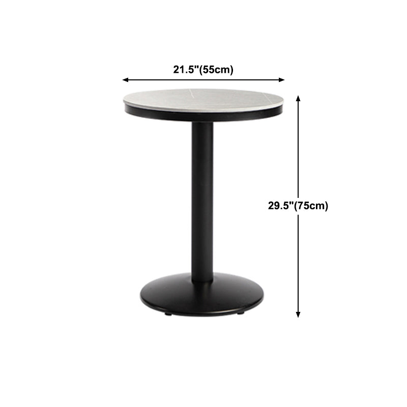 Industrial Gray Bar Table Faux Marble White 21.6" Round Top Bistro Table for Cafe