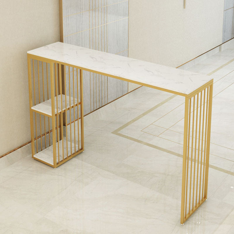 Glam Style Rectangle Counter Table Marble Top 42-inch Height Table for Dining Room