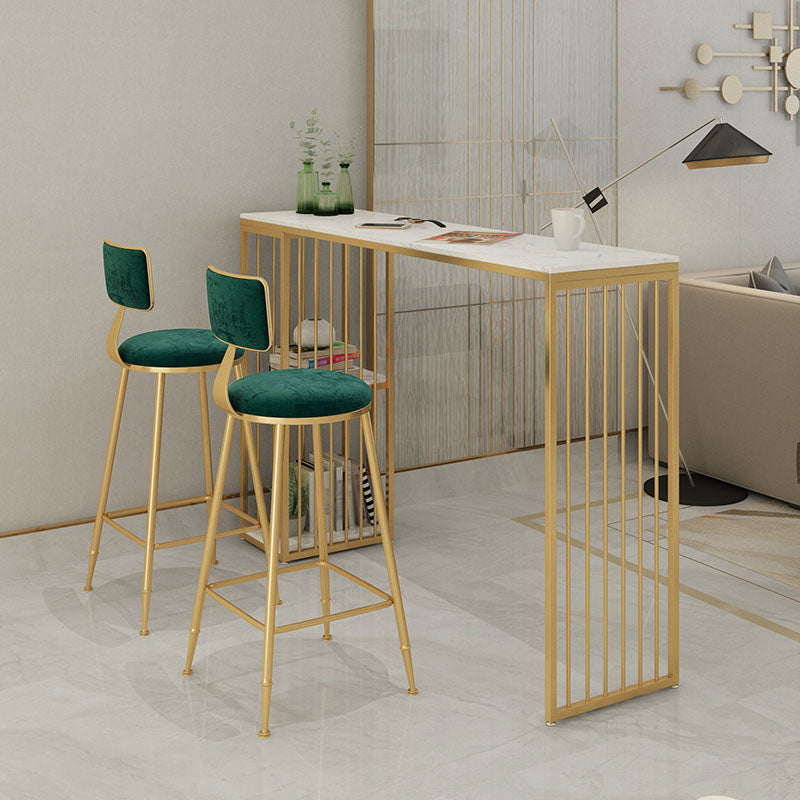 Glam Style Rectangle Counter Table Marble Top 42-inch Height Table for Dining Room