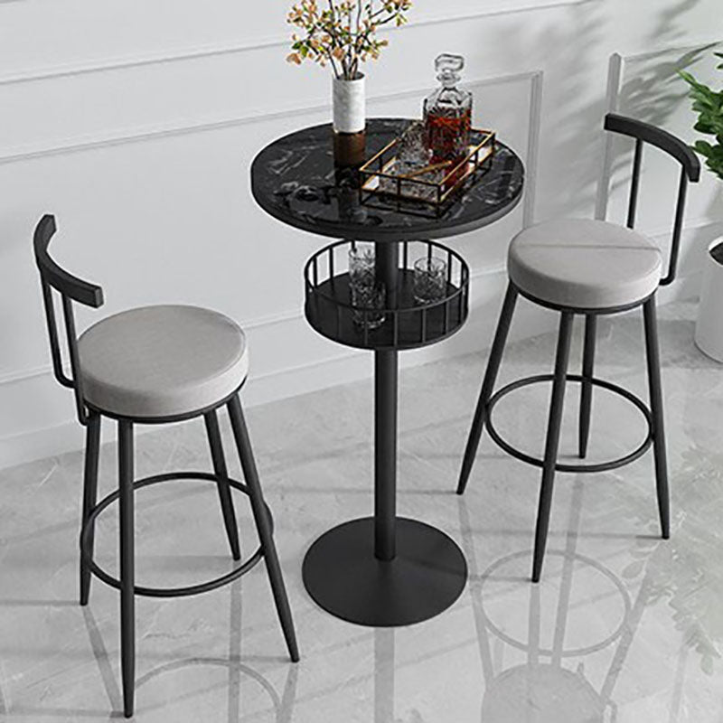 Glam Style Marble Bar Table 42-inch Height Metal Base Bistro Table