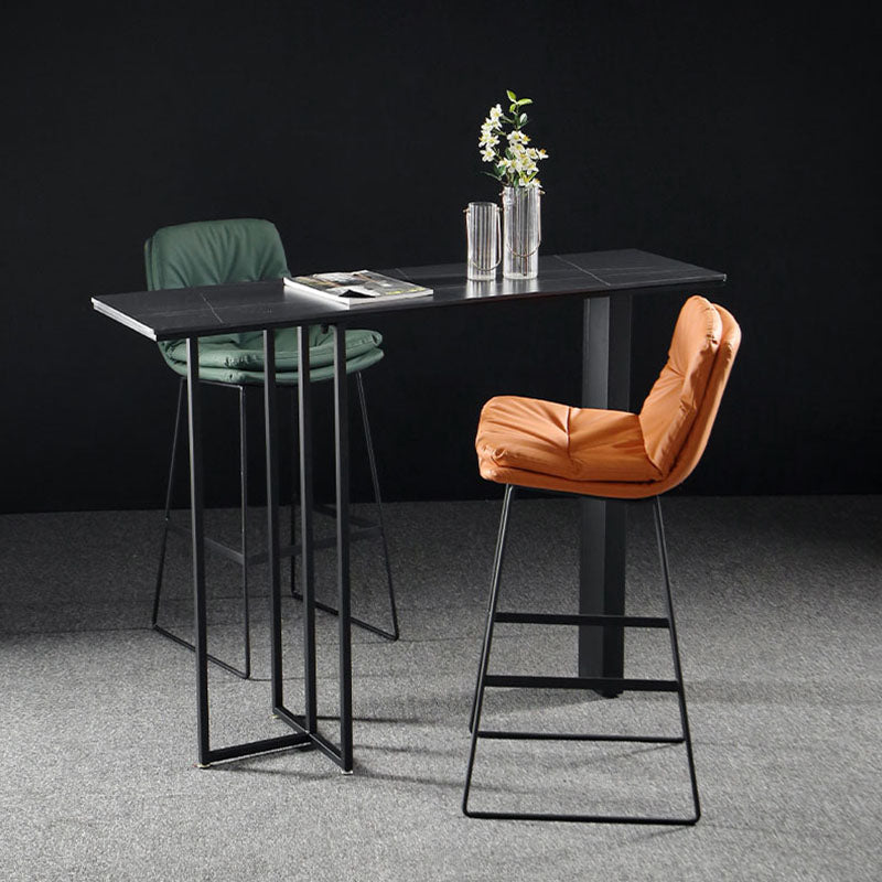 Industrial Rectangle Top Counter Table Marble Top 42-inch Height Table