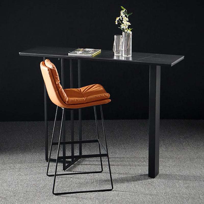 Industrial Rectangle Top Counter Table Marble Top 42-inch Height Table