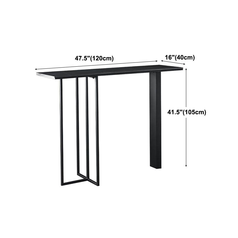 Industrial Rectangle Top Counter Table Marble Top 42-inch Height Table