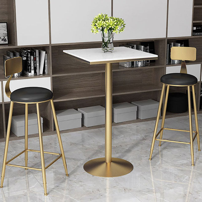 Nordic Marble Bar Table 42-inch Height Gold Metal Base Bistro Table