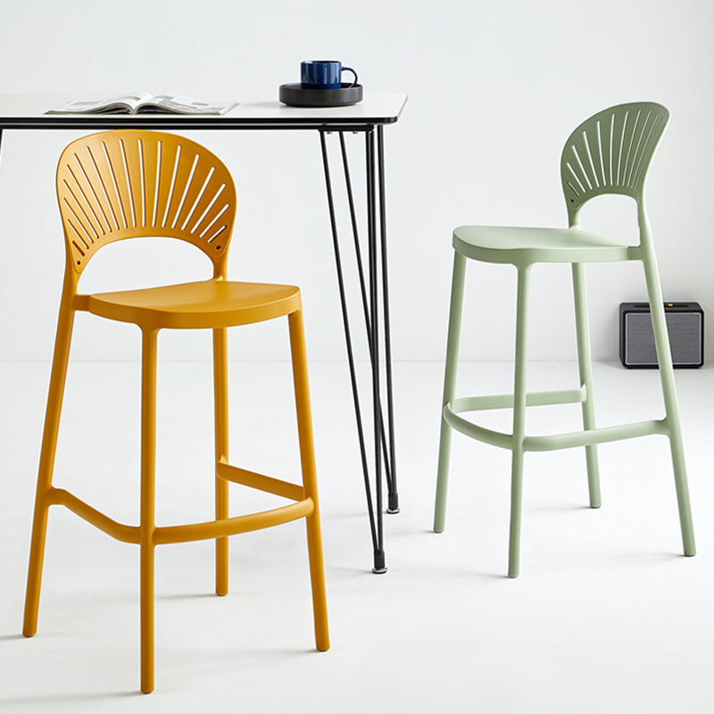 Stack-able Modern Footrest Bar Stool Low Back Plastic Rectangular Counter Stool
