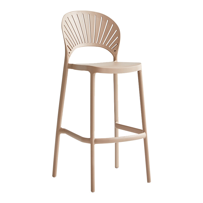 Stack-able Modern Footrest Bar Stool Low Back Plastic Rectangular Counter Stool