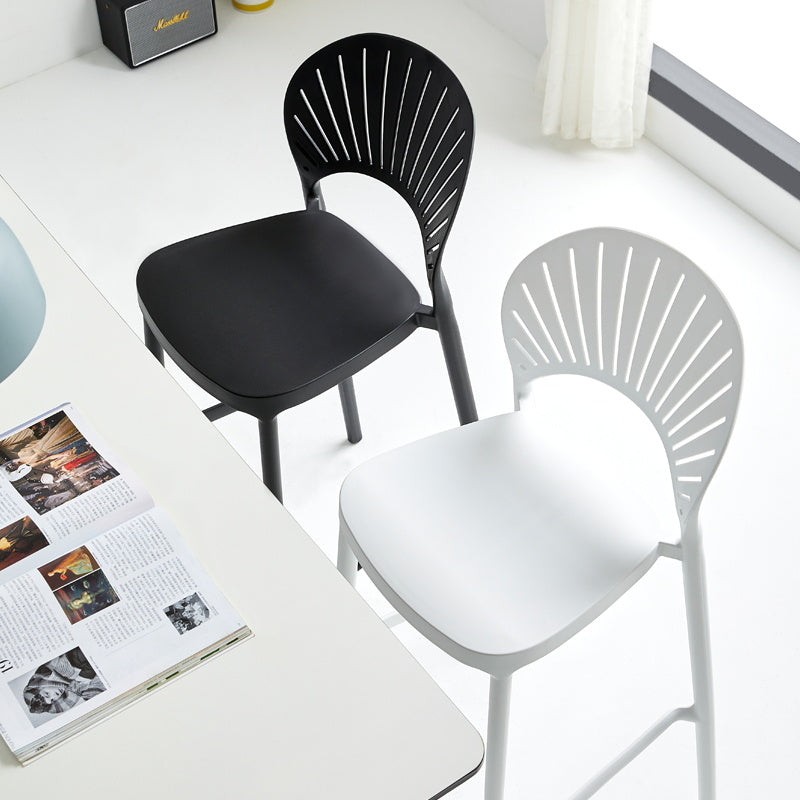 Stack-able Modern Footrest Bar Stool Low Back Plastic Rectangular Counter Stool