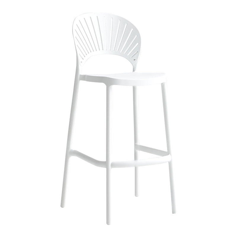 Stack-able Modern Footrest Bar Stool Low Back Plastic Rectangular Counter Stool