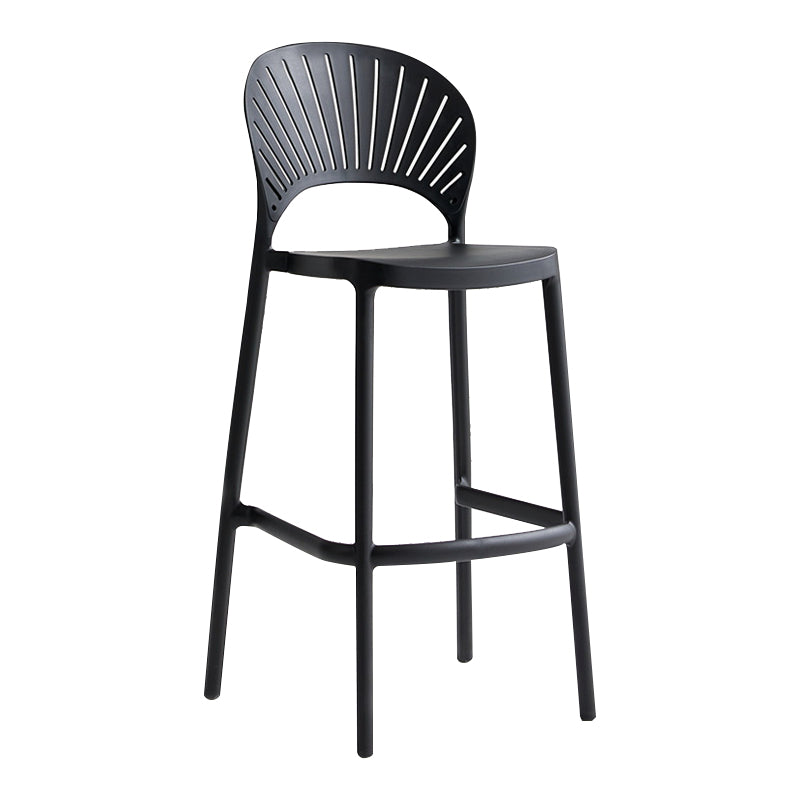 Stack-able Modern Footrest Bar Stool Low Back Plastic Rectangular Counter Stool