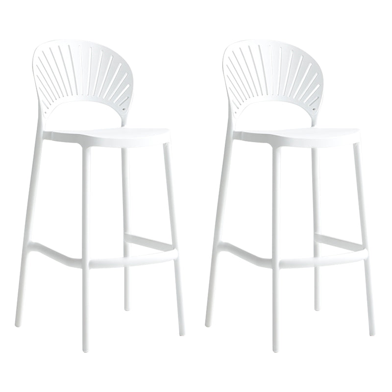Stack-able Modern Footrest Bar Stool Low Back Plastic Rectangular Counter Stool