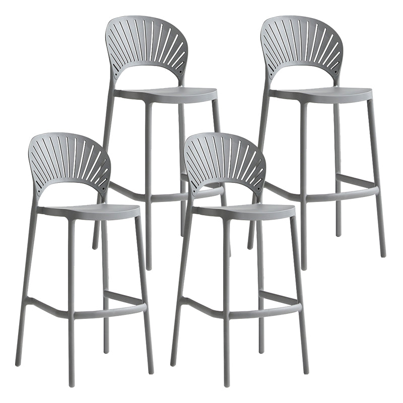 Stack-able Modern Footrest Bar Stool Low Back Plastic Rectangular Counter Stool