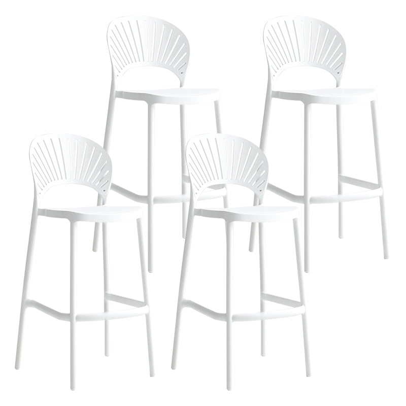 Stack-able Modern Footrest Bar Stool Low Back Plastic Rectangular Counter Stool