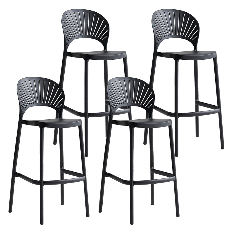 Stack-able Modern Footrest Bar Stool Low Back Plastic Rectangular Counter Stool