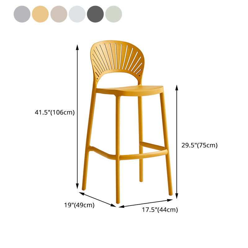 Stack-able Modern Footrest Bar Stool Low Back Plastic Rectangular Counter Stool
