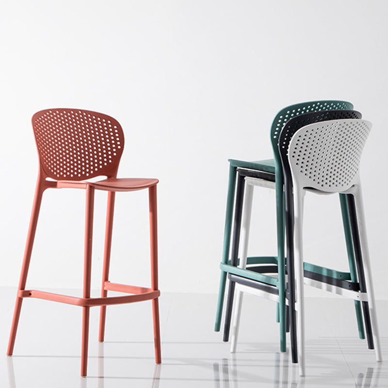 Modern Plastic Counter & Bar Stool Low Back Footrest Stool for Coffee Shop