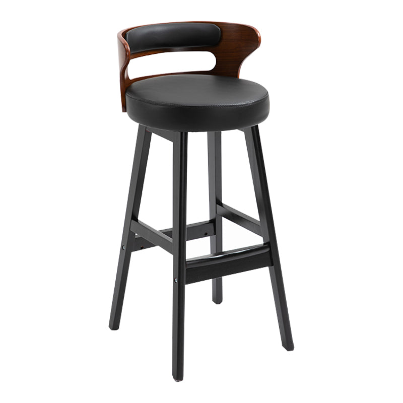 Taburete moderno de respaldo de respaldo sin brazo Taburete de bar de madera con cojín