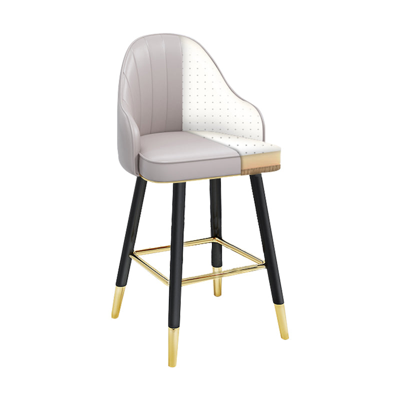 Modern Armless Backrest Counter Stool Steel Household Bar Stool with Pedal and Cushion