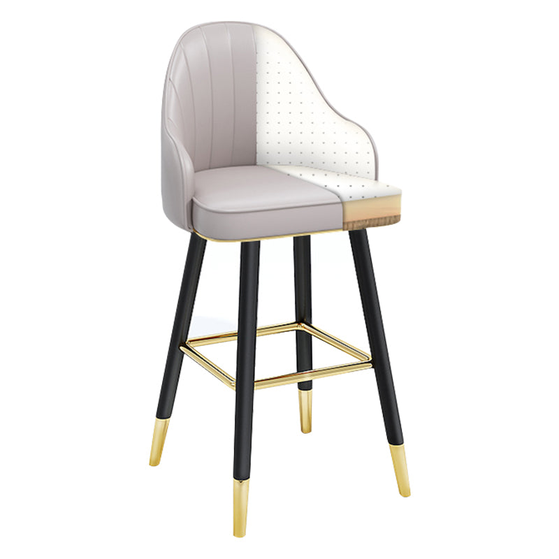 Modern Armless Backrest Counter Stool Steel Household Bar Stool with Pedal and Cushion