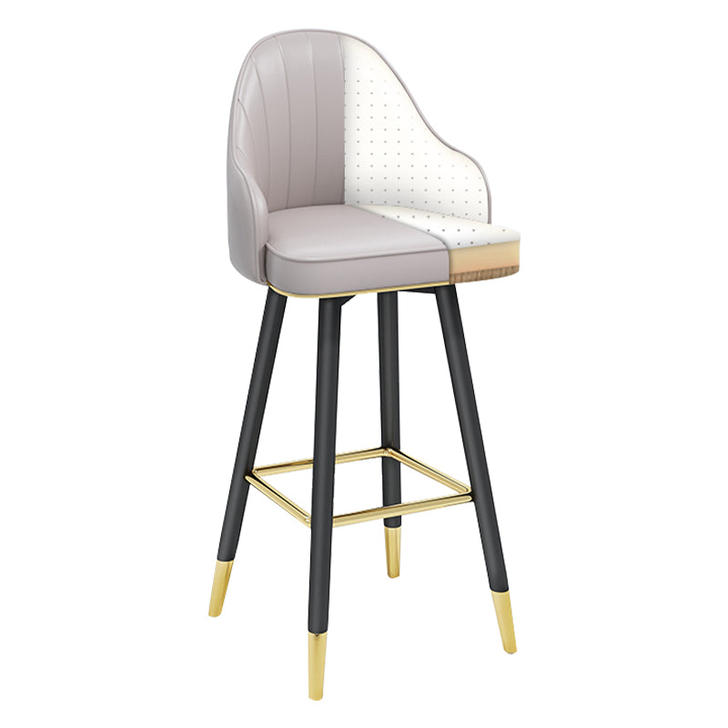 Modern Armless Backrest Counter Stool Steel Household Bar Stool with Pedal and Cushion