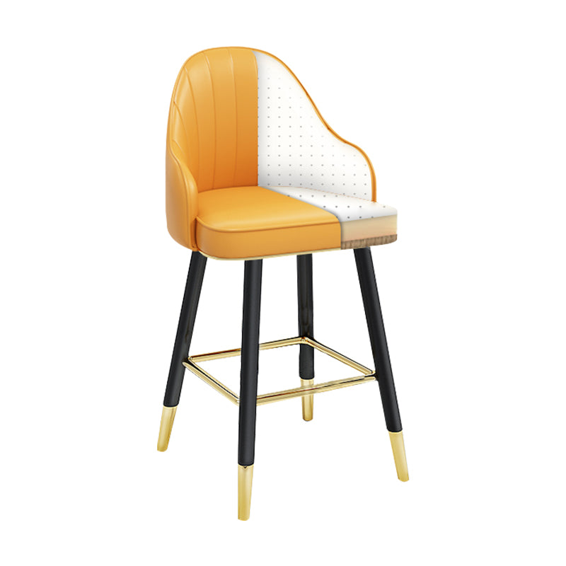 Modern Armless Backrest Counter Stool Steel Household Bar Stool with Pedal and Cushion
