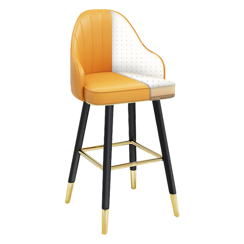 Modern Armless Backrest Counter Stool Steel Household Bar Stool with Pedal and Cushion