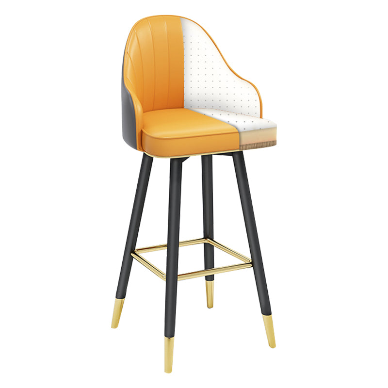 Modern Armless Backrest Counter Stool Steel Household Bar Stool with Pedal and Cushion
