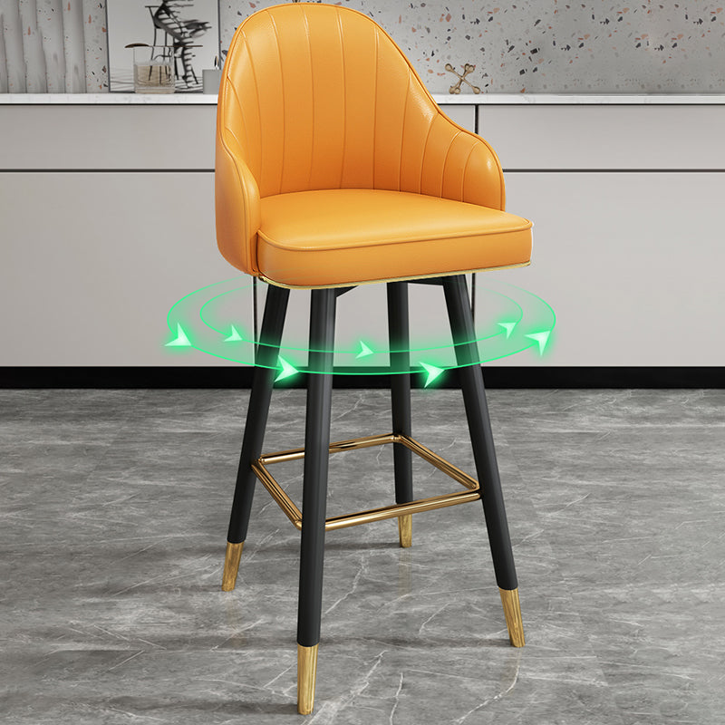 Modern Armless Backrest Counter Stool Steel Household Bar Stool with Pedal and Cushion