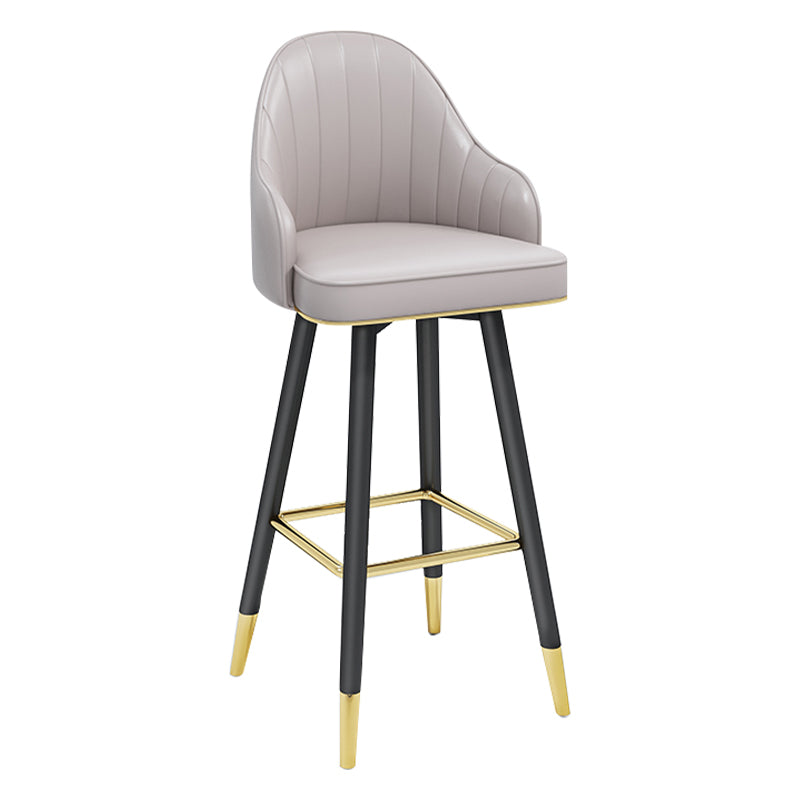 Modern Armless Backrest Counter Stool Steel Household Bar Stool with Pedal and Cushion