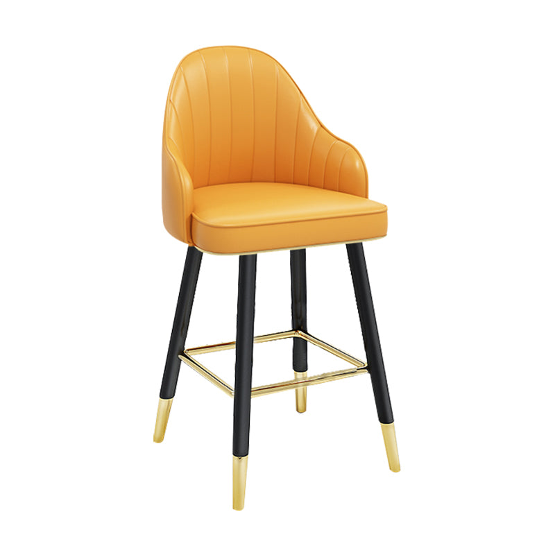 Modern Armless Backrest Counter Stool Steel Household Bar Stool with Pedal and Cushion
