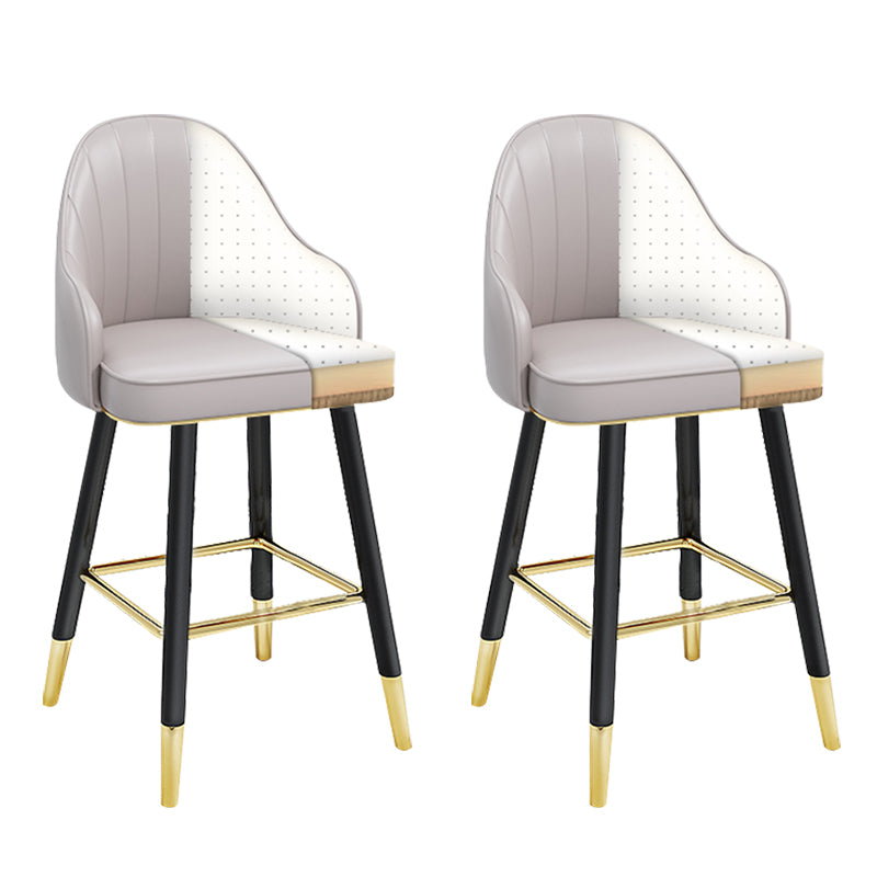 Modern Armless Backrest Counter Stool Steel Household Bar Stool with Pedal and Cushion