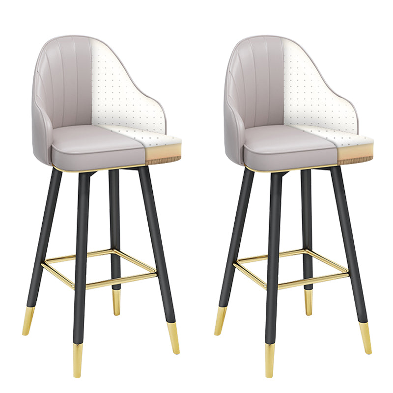 Modern Armless Backrest Counter Stool Steel Household Bar Stool with Pedal and Cushion