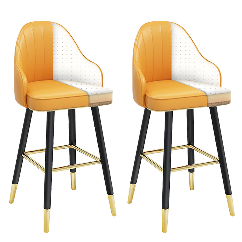 Modern Armless Backrest Counter Stool Steel Household Bar Stool with Pedal and Cushion