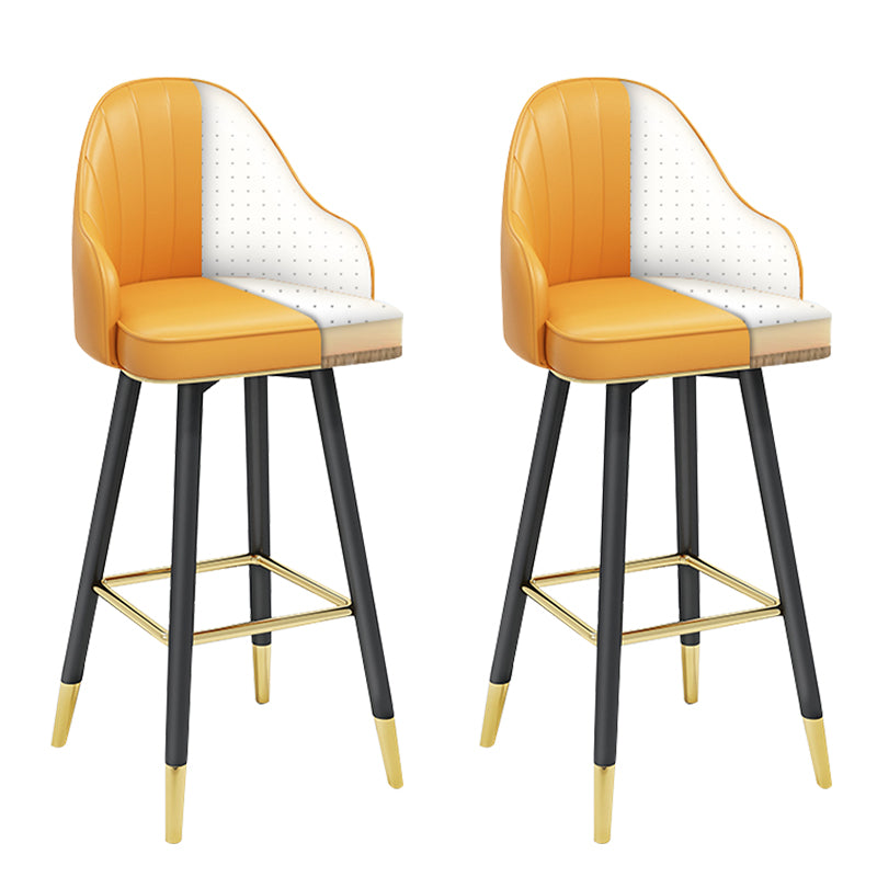 Modern Armless Backrest Counter Stool Steel Household Bar Stool with Pedal and Cushion