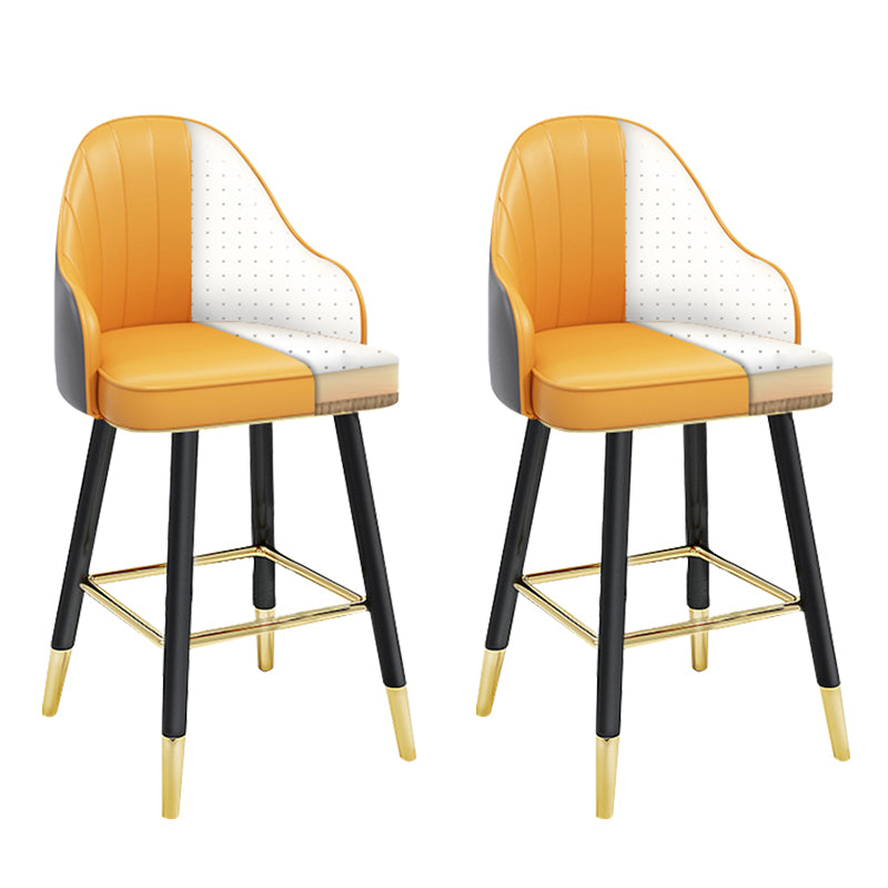 Modern Armless Backrest Counter Stool Steel Household Bar Stool with Pedal and Cushion