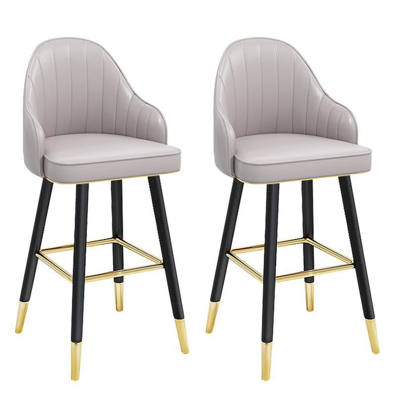 Modern Armless Backrest Counter Stool Steel Household Bar Stool with Pedal and Cushion