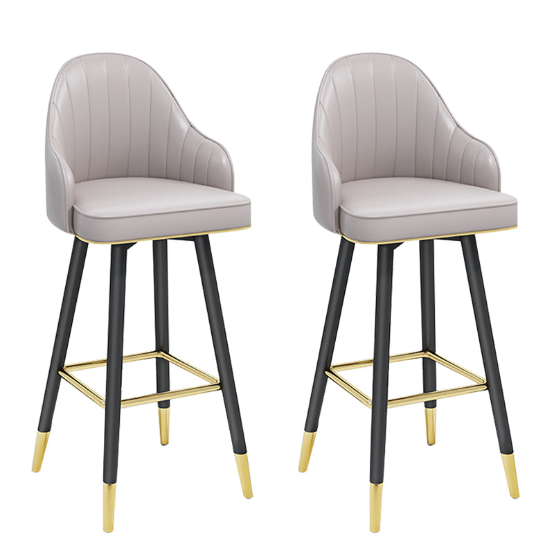 Modern Armless Backrest Counter Stool Steel Household Bar Stool with Pedal and Cushion