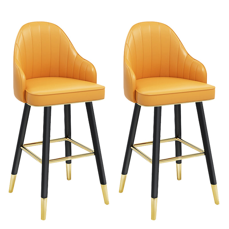 Modern Armless Backrest Counter Stool Steel Household Bar Stool with Pedal and Cushion