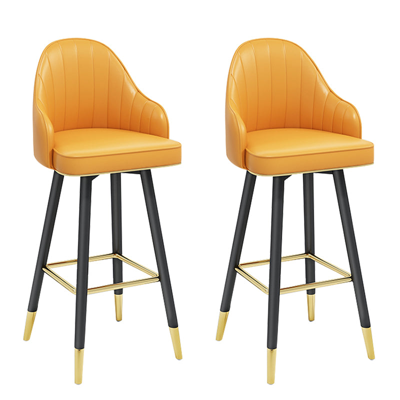 Modern Armless Backrest Counter Stool Steel Household Bar Stool with Pedal and Cushion