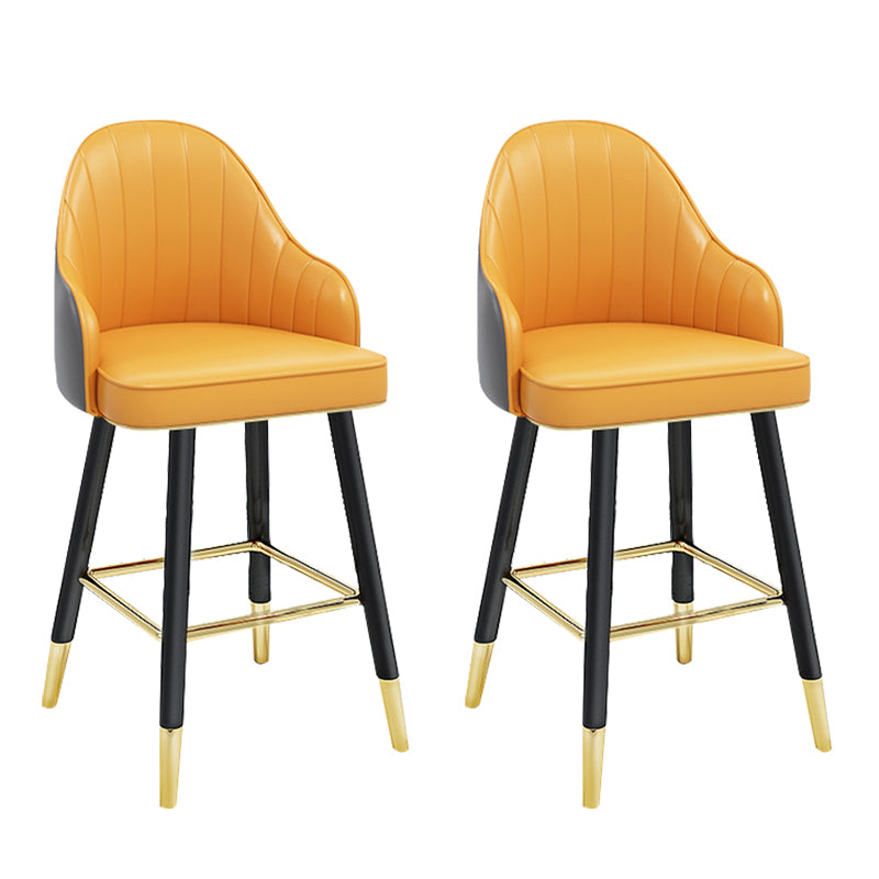 Modern Armless Backrest Counter Stool Steel Household Bar Stool with Pedal and Cushion