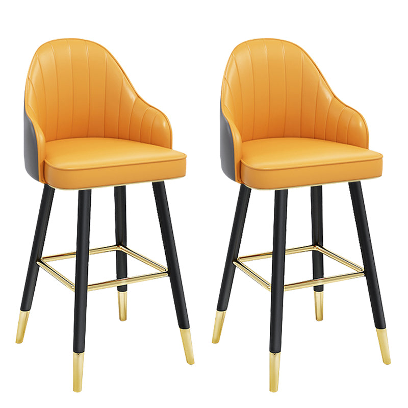 Modern Armless Backrest Counter Stool Steel Household Bar Stool with Pedal and Cushion