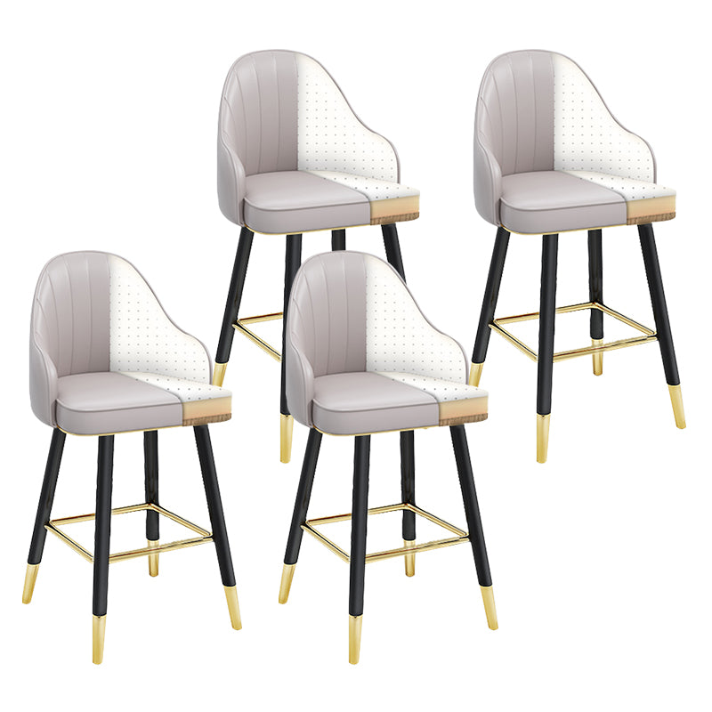 Modern Armless Backrest Counter Stool Steel Household Bar Stool with Pedal and Cushion