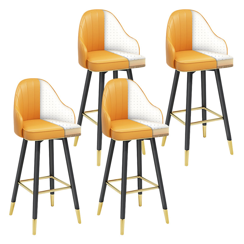 Modern Armless Backrest Counter Stool Steel Household Bar Stool with Pedal and Cushion