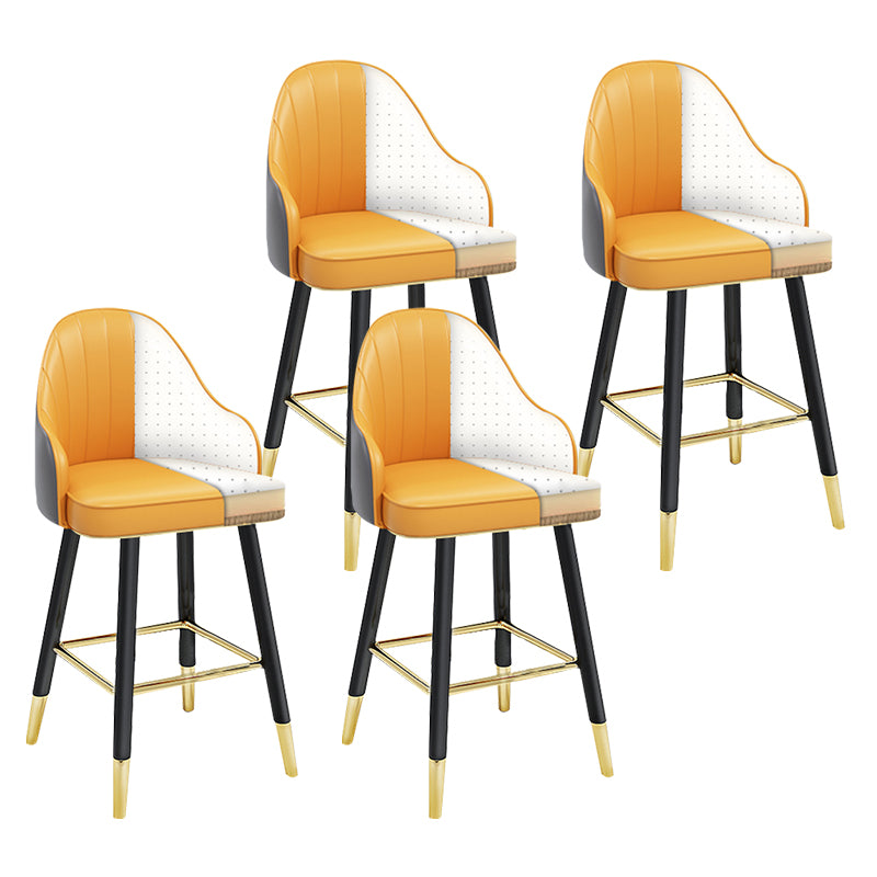 Modern Armless Backrest Counter Stool Steel Household Bar Stool with Pedal and Cushion