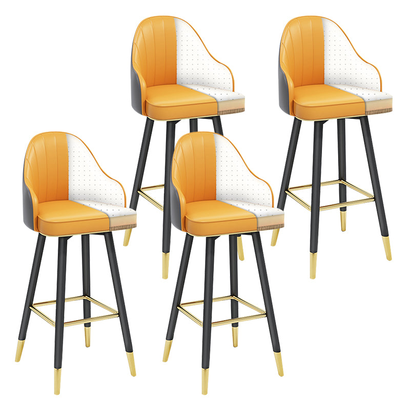 Modern Armless Backrest Counter Stool Steel Household Bar Stool with Pedal and Cushion