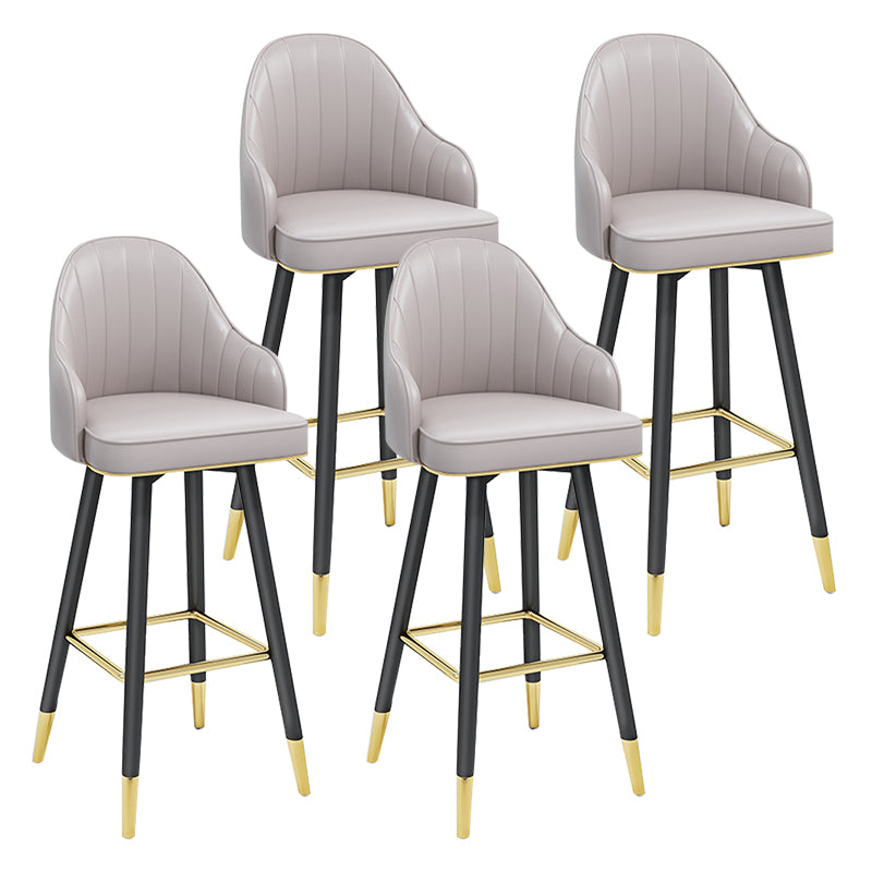 Modern Armless Backrest Counter Stool Steel Household Bar Stool with Pedal and Cushion