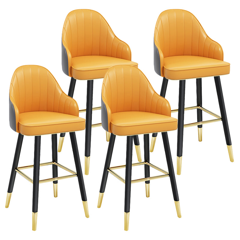 Modern Armless Backrest Counter Stool Steel Household Bar Stool with Pedal and Cushion